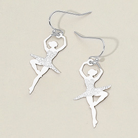 Metal Cutout Ballerina Silhouette Dangle Earrings