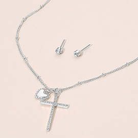 Heart Cross Pendant Necklace