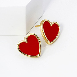 Gold Dipped Heart Stud Earrings