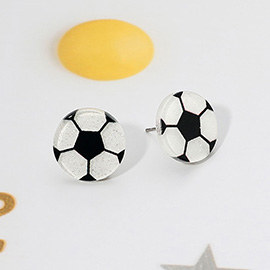 Glitter Resin Soccer Stud Earrings