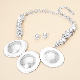 Bold Sculpted Disc Link Statement Necklace