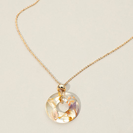 Floral Encased Botanical Ring Pendant Necklace