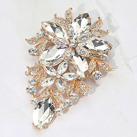 Glass Crystal Flower Cluster Bouquet Pin Brooch