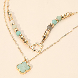 Layered Quatrefoil Pendant Accent Necklace