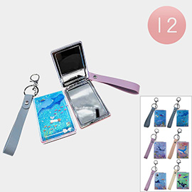 12PCS - Floating Glitter Ocean Scene Printed Cosmetic Mirrors