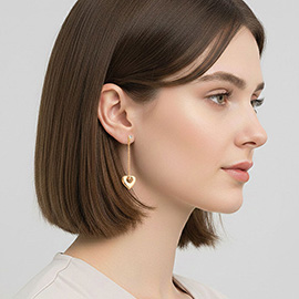 Dainty Open Heart Chain Drop Earrings