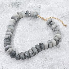 Chunky Marbled Resin Disc Beaded Statement Necklace