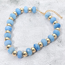 Chunky Resin Disc Metal Ball Beaded Statement Necklace