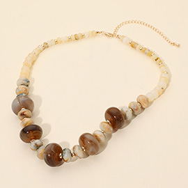 Chunky Marbled Round Beaded Necklace