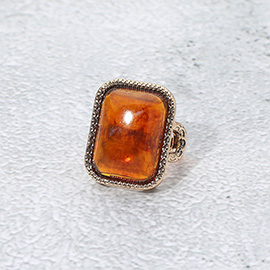 Vintage Inspired Rectangular Stone Accent Statement Ring