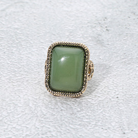 Vintage Inspired Rectangular Stone Accent Statement Ring