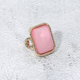 Vintage Inspired Rectangular Stone Accent Statement Ring