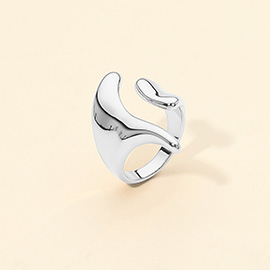 SECRET BOX_Stainless Steel Sculpted Open Wave Ring