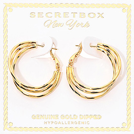 SECRET BOX_Genuine Gold Dipped Layered Hoop Earrings