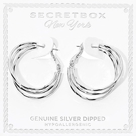 SECRET BOX_Genuine Silver Dipped Layered Hoop Earrings