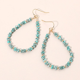 Beaded Open Teardrop Dangle Earrings
