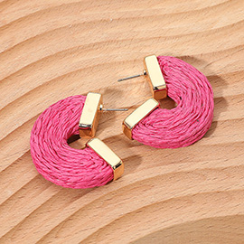 Raffia Wrapped Hoop Earrings