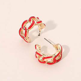 Enamel Chain Hoop Earrings
