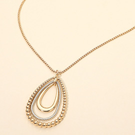 Metal Bubble Layered Teardrop Pendant Long Necklace