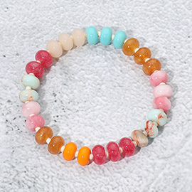 Resin Pebble Beaded Stretch Bracelet