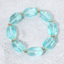 Transparent Faceted Pebble Beaded Stretch Bracelet