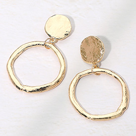 Hammered Metal Ring Drop Dangle Earrings
