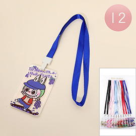 12PCS - Monster Bunny Printed Lanyard ID Holders