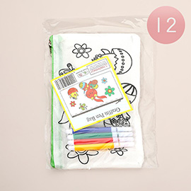 12PCS - Kids Easter Bunny Coloring Pen Bag Craft Set