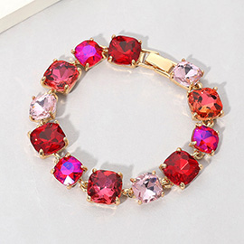 Cushion Square Stone Link Evening Bracelet