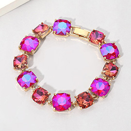 Cushion Square Stone Link Evening Bracelet