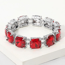 Cushion Square Stone Stretch Evening Bracelet