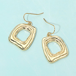 Metal Abstract Open Square Drop Dangle Earrings