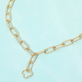 Metal Paperclip Chain Link Drop Necklace