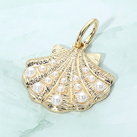 Pearl Embellished Shell Pendant Charm