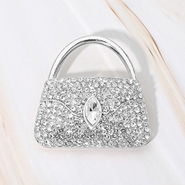 Rhinestone Studded Mini Handbag Pin Brooch