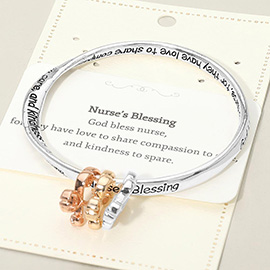 NURSES BLESSING Message Engraved Triple Open Nurse Charms Bangle Bracelet