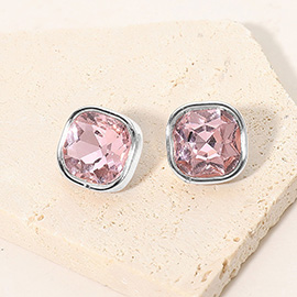 Square Cut Gem Evening Stud Earrings