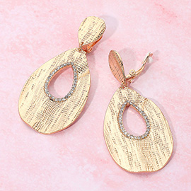 Textured Metal Teardrop Clip On Statement Earrings