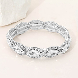 Faceted Marquise Cut Stone Beaded Stretch Evening Bracelet