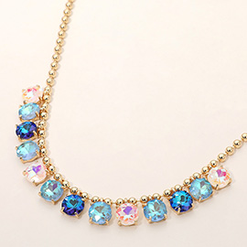 Cushion Teardrop Round Stone Link Evening Necklace