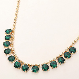 Cushion Teardrop Round Stone Link Evening Necklace