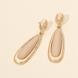 Elongated Teardrop Stone Drop Dangle Earrings