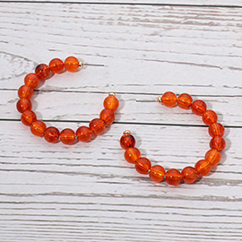 Resin Ball Beaded Hoop Earrings