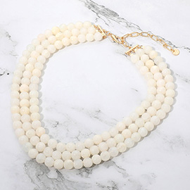 Multi Strand Marbled Resin Ball Beaded Layered Statement Necklace