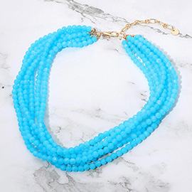 Marbled Resin Ball Beaded Multi Layered Statement Necklace