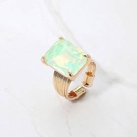 Emerald Cut Stone Adjustable Ring