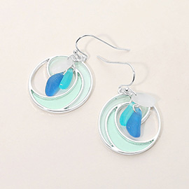 Sea Glass Abstract Ocean Wave Dangle Earrings
