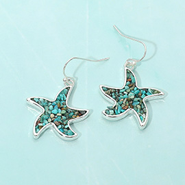 Crushed Pebble Starfish Dangle Earrings