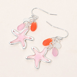 Sea Glass Starfish Drop Dangle Earrings
