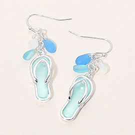 Sea Glass Flip Flop Drop Dangle Earrings
